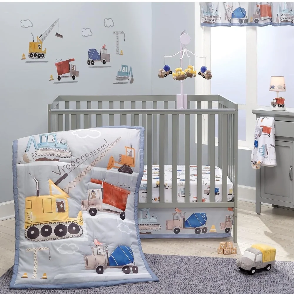 Bedtime Originals Construction Zone 3-Piece Trucks Nursery Baby Crib Bedding Set - Picture 1 of 8
